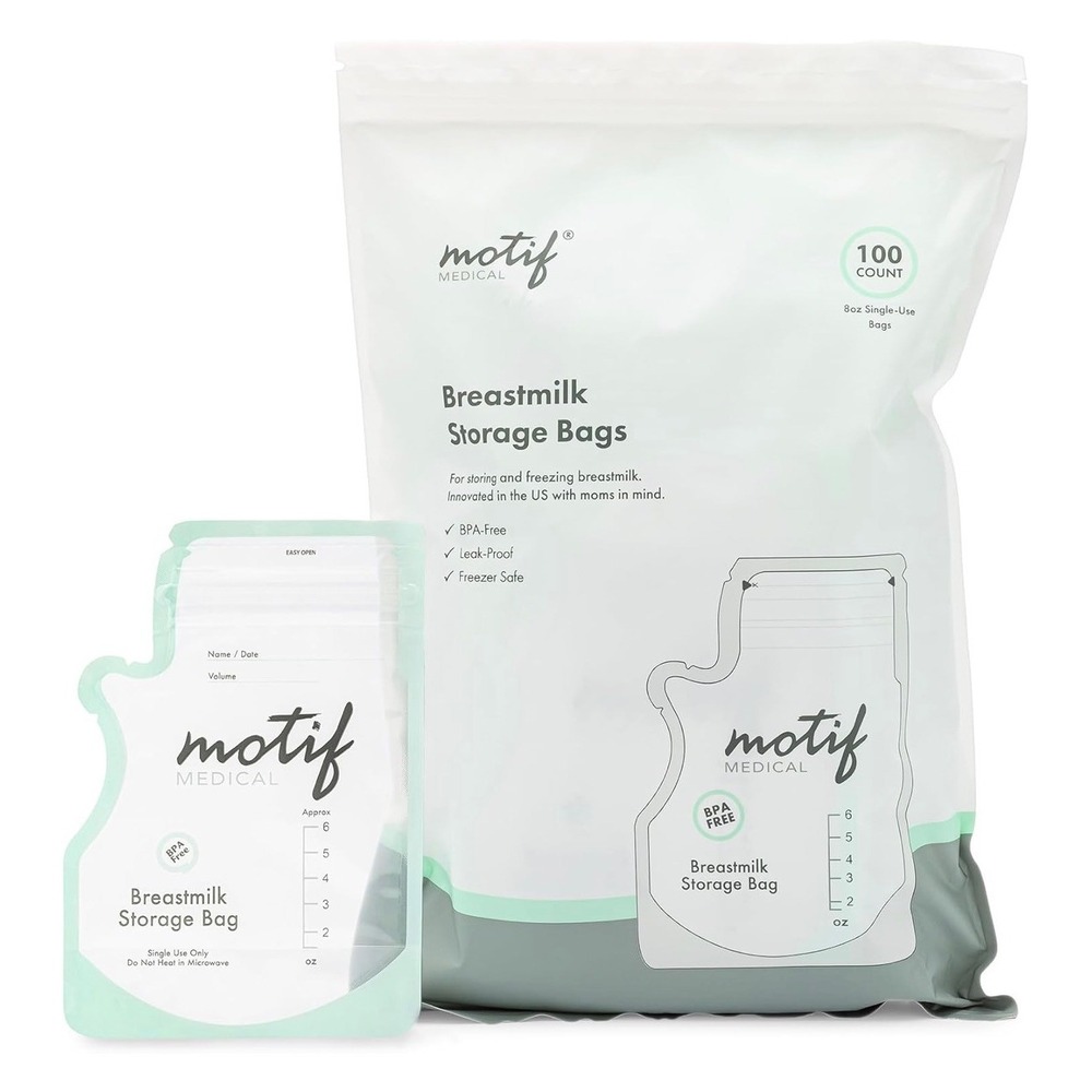Motif Medical Breastmilk Storage Bags 100 Count 8oz Easy Pour Spout BPA Free NEW